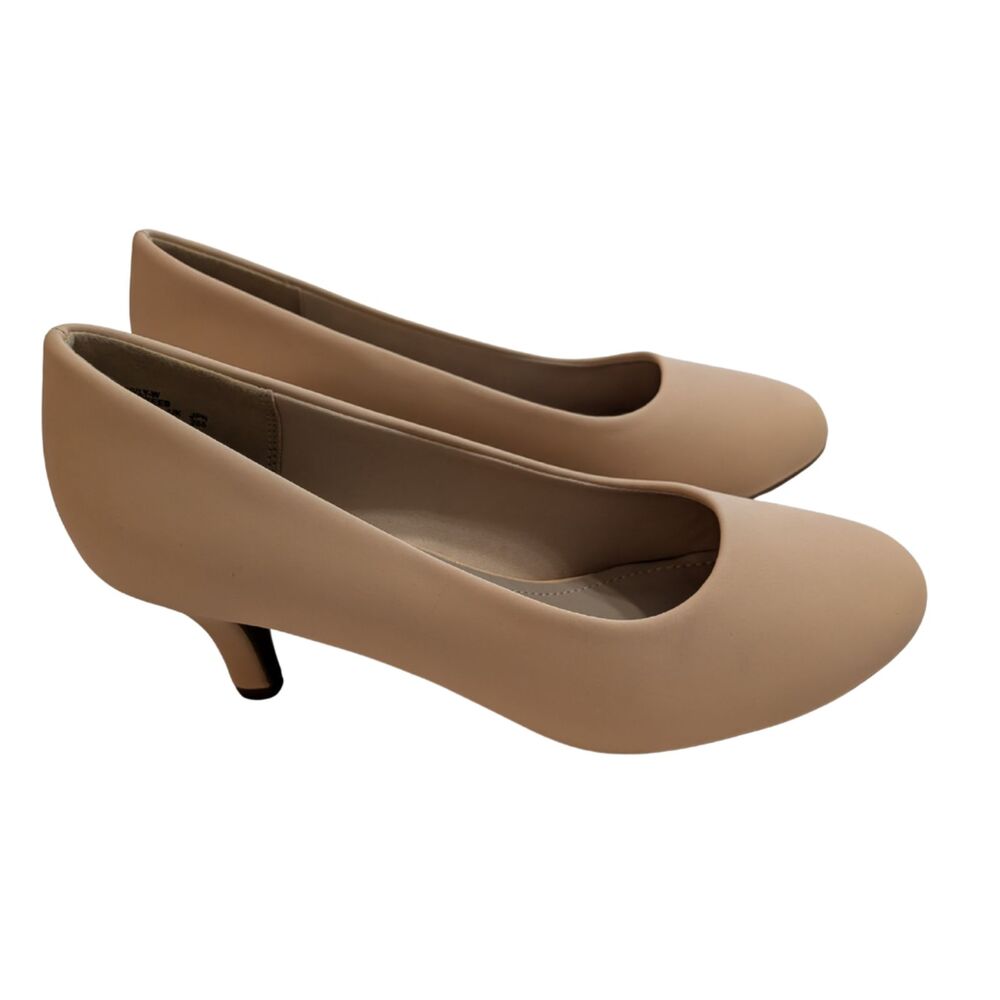 👠 Dream Pairs Nude Kitten Heel Pumps Round Toe Classic Professional Size 9.5
